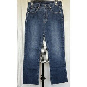 Gap Sz 6 R / 28 Kick Fit High-Rise Raw Hem Jeans Blue Medium Wash Stretch